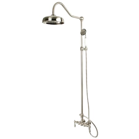 Kingston Brass Shower Combo, 2, Tub Wall Mount, Brushed Nickel CCK6178